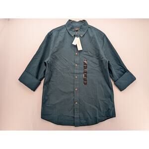 NWT Banana Republic Factory Men's Slim Softwash Cotton Shirt in Green/Black sz S